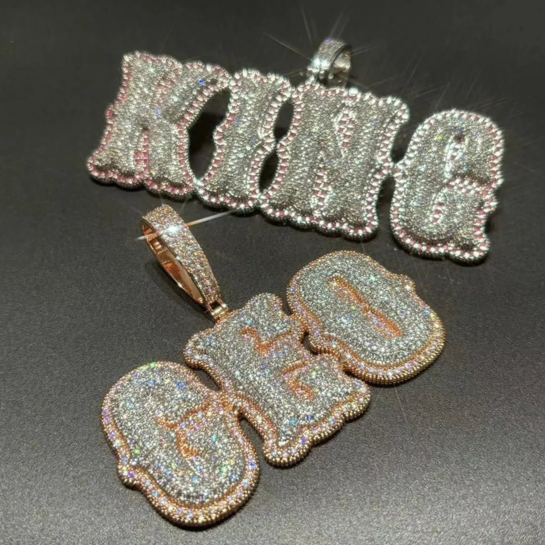 Custom Bone - Style Gothic Letter Iced - Out Pendant - TONGSHOP / Length:16 / Length:18