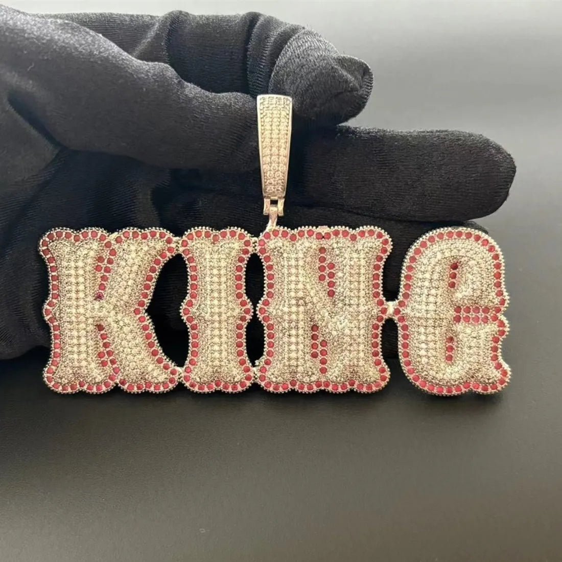 Custom Bone - Style Gothic Letter Iced - Out Pendant - TONGSHOP / Length:16 / Length:18