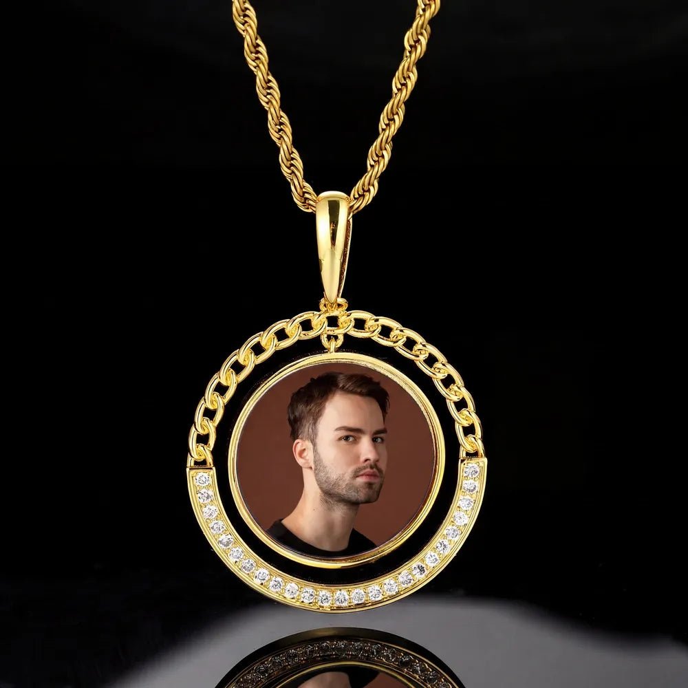 Custom Cuban Swing Photo Round Pendant - 38mm - TONGSHOP / Length:16 / Length:18