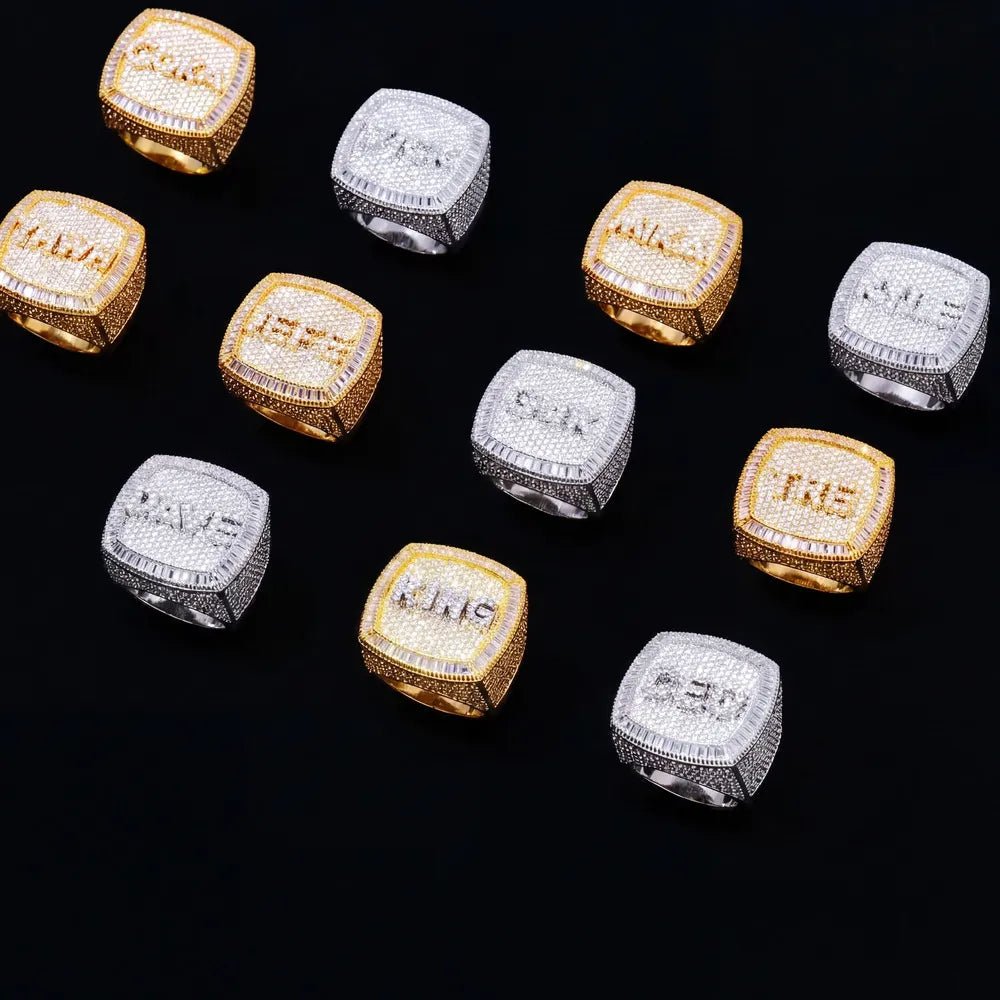 Custom Diamond 3D Iced - Out Letter Ring – 28mm - TONGSHOP / Length:16 / Length:18