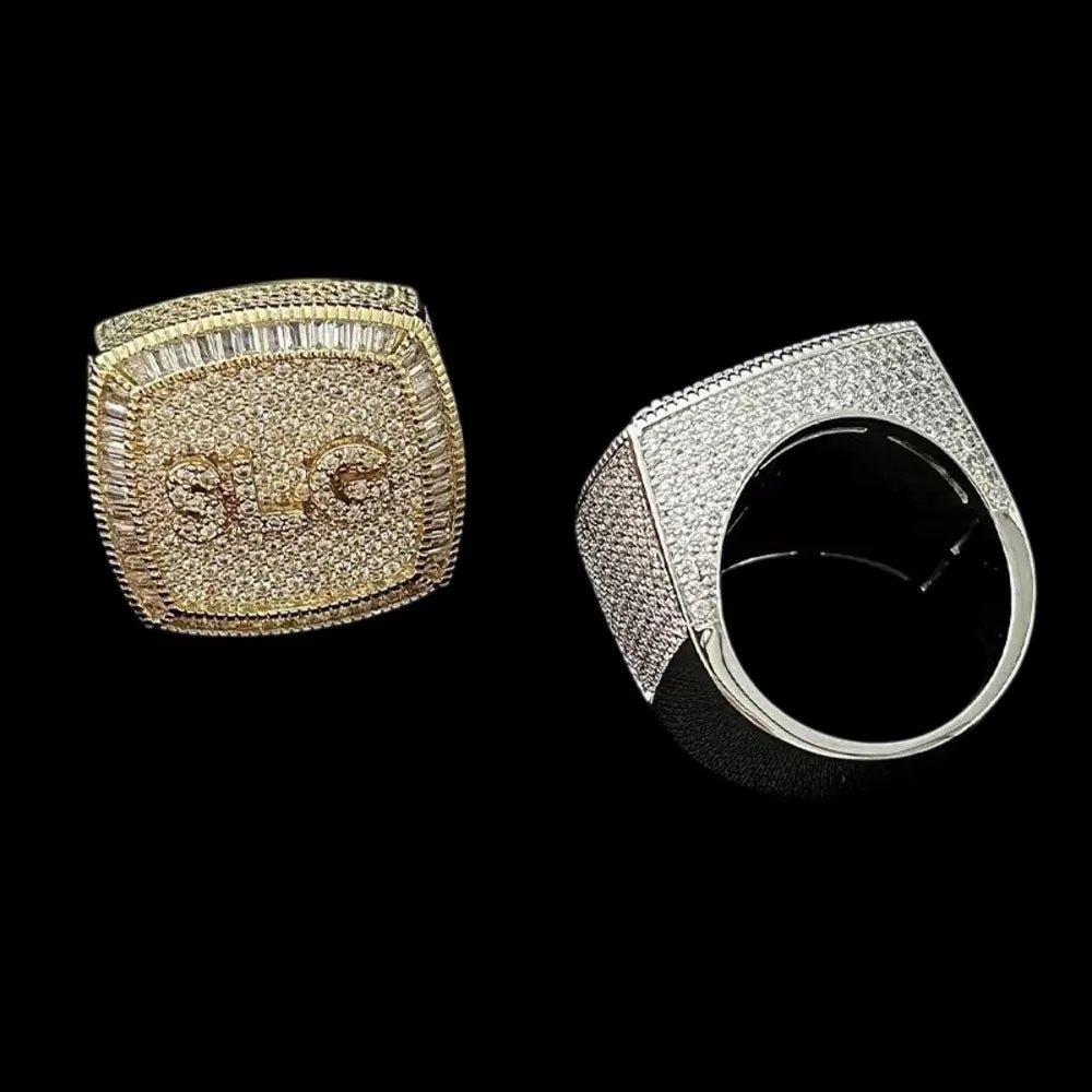 Custom Diamond 3D Iced - Out Letter Ring – 28mm - TONGSHOP / Length:16 / Length:18