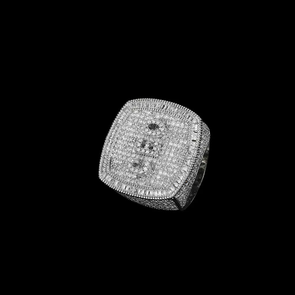 Custom Diamond 3D Iced - Out Letter Ring – 28mm - TONGSHOP / Length:16 / Length:18