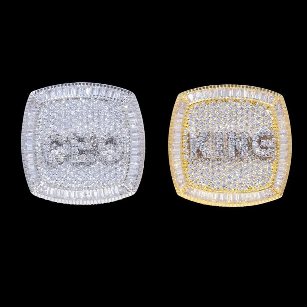 Custom Diamond 3D Iced - Out Letter Ring – 28mm - TONGSHOP / Length:16 / Length:18