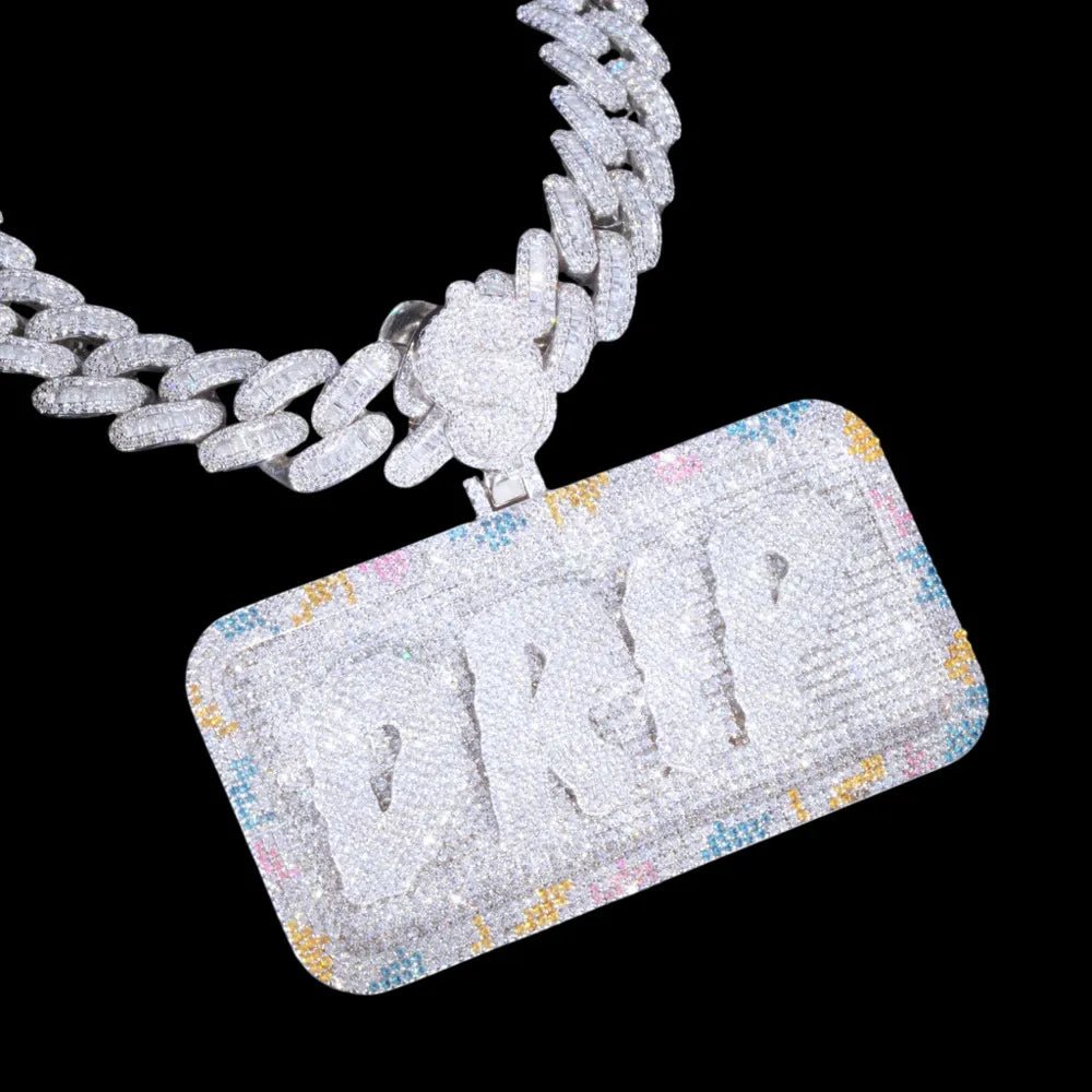 Custom Diamond - Set 3D Letter Colorful Rectangular Pendant – 80mm - TONGSHOP / Length:16 / Length:18