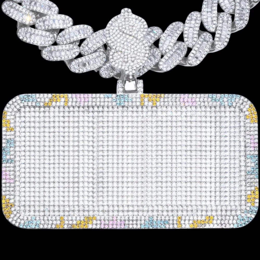 Custom Diamond - Set 3D Letter Colorful Rectangular Pendant – 80mm - TONGSHOP / Length:16 / Length:18