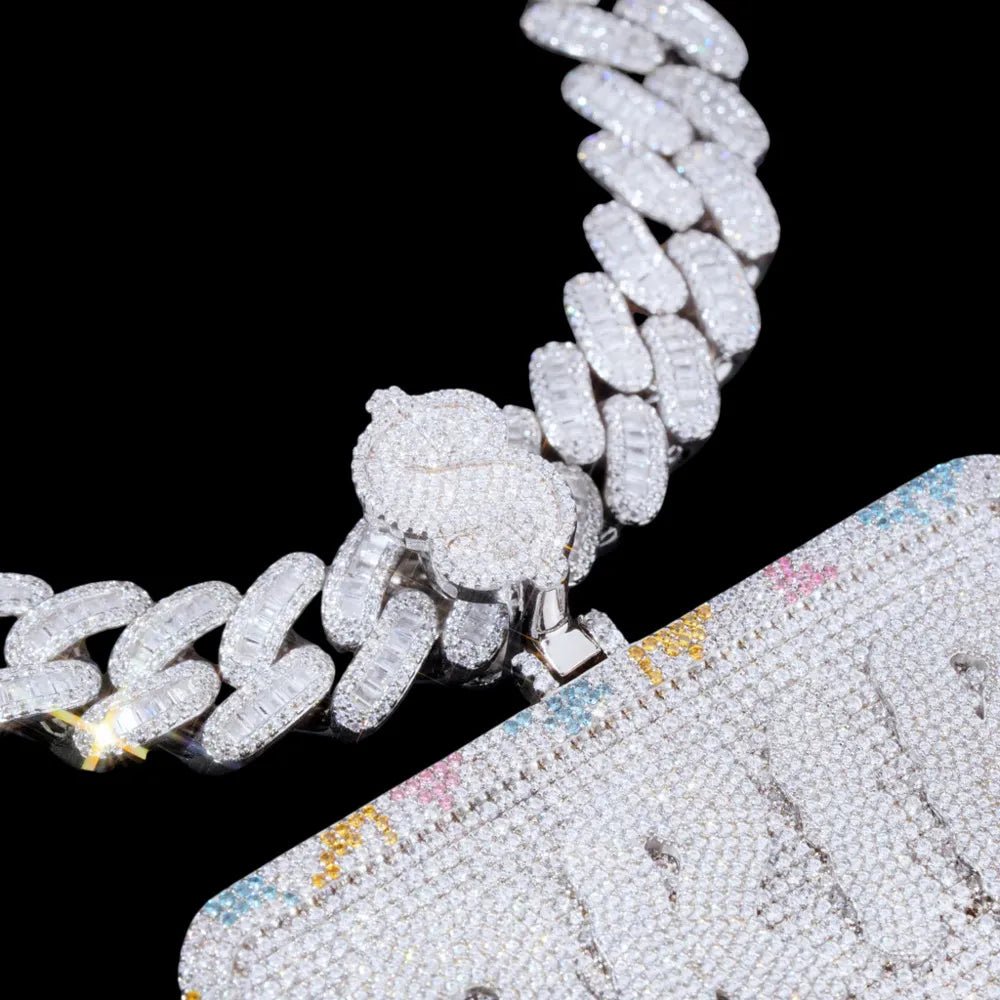 Custom Diamond - Set 3D Letter Colorful Rectangular Pendant – 80mm - TONGSHOP / Length:16 / Length:18