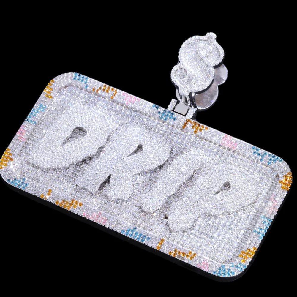 Custom Diamond - Set 3D Letter Colorful Rectangular Pendant – 80mm - TONGSHOP / Length:16 / Length:18