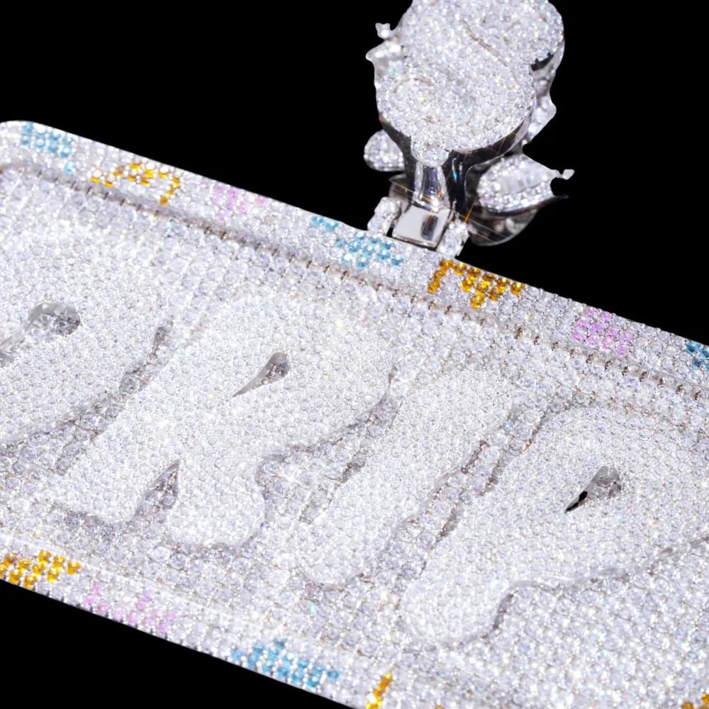 Custom Diamond - Set 3D Letter Colorful Rectangular Pendant – 80mm - TONGSHOP / Length:16 / Length:18