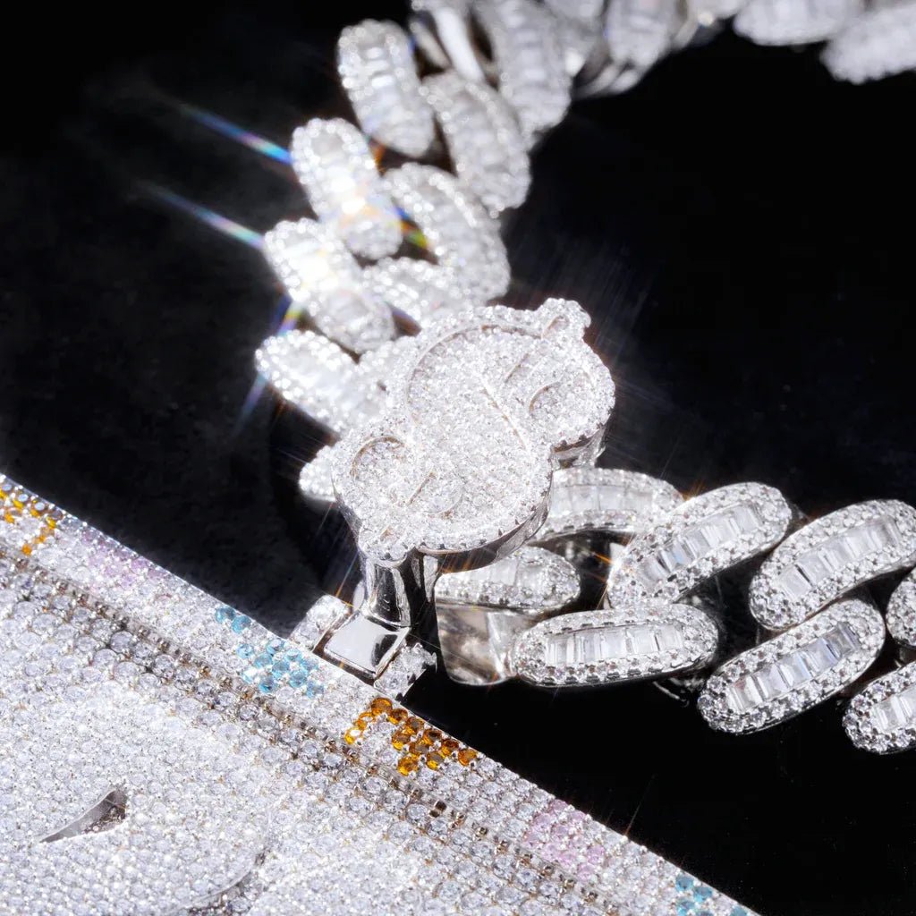 Custom Diamond - Set 3D Letter Colorful Rectangular Pendant – 80mm - TONGSHOP / Length:16 / Length:18