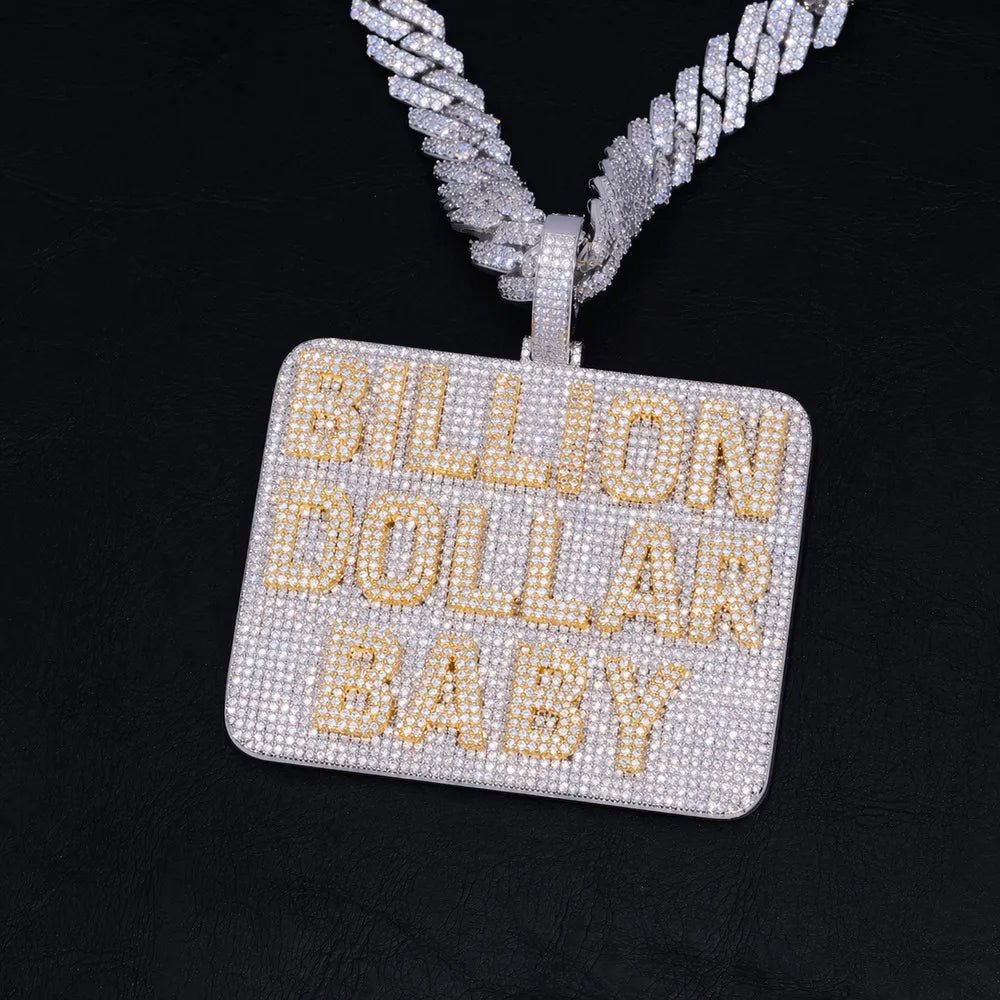 Custom Diamond - Set 3D Letter Rectangular Pendant – 80mm - TONGSHOP / Length:16 / Length:18