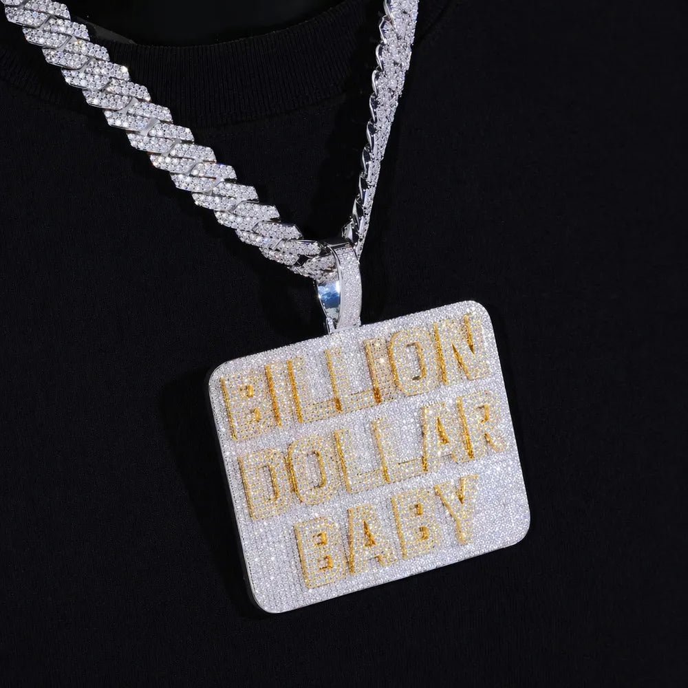 Custom Diamond - Set 3D Letter Rectangular Pendant – 80mm - TONGSHOP / Length:16 / Length:18