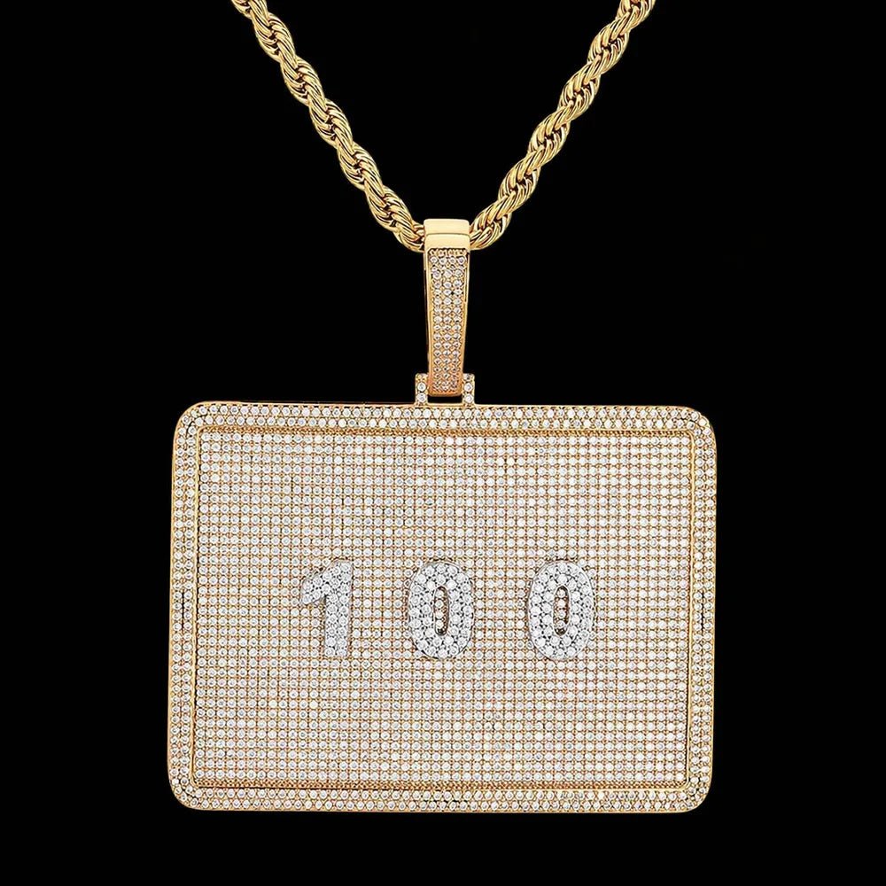Custom Diamond - Set 3D Letter Rectangular Pendant – 80mm - TONGSHOP / Length:16 / Length:18