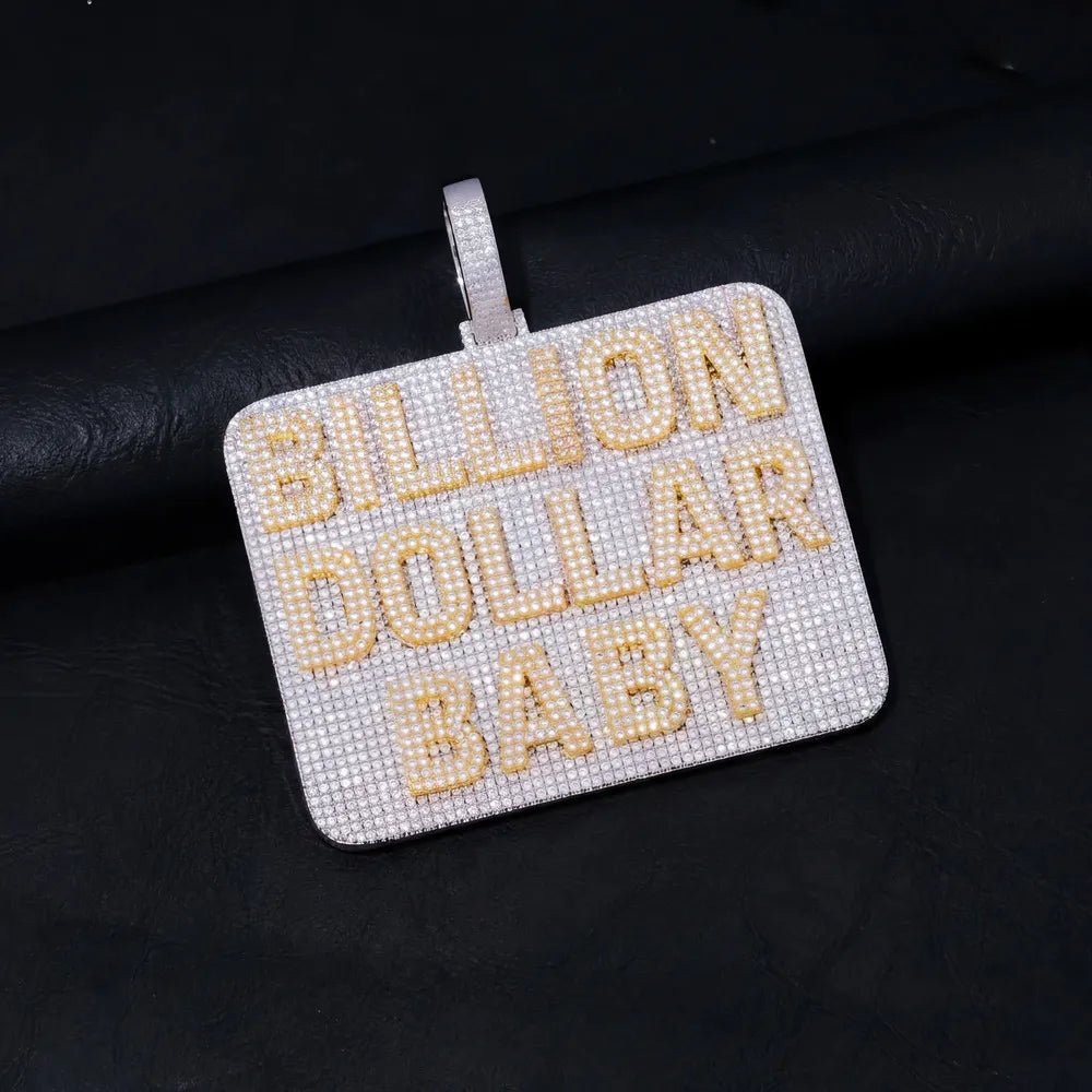 Custom Diamond - Set 3D Letter Rectangular Pendant – 80mm - TONGSHOP / Length:16 / Length:18