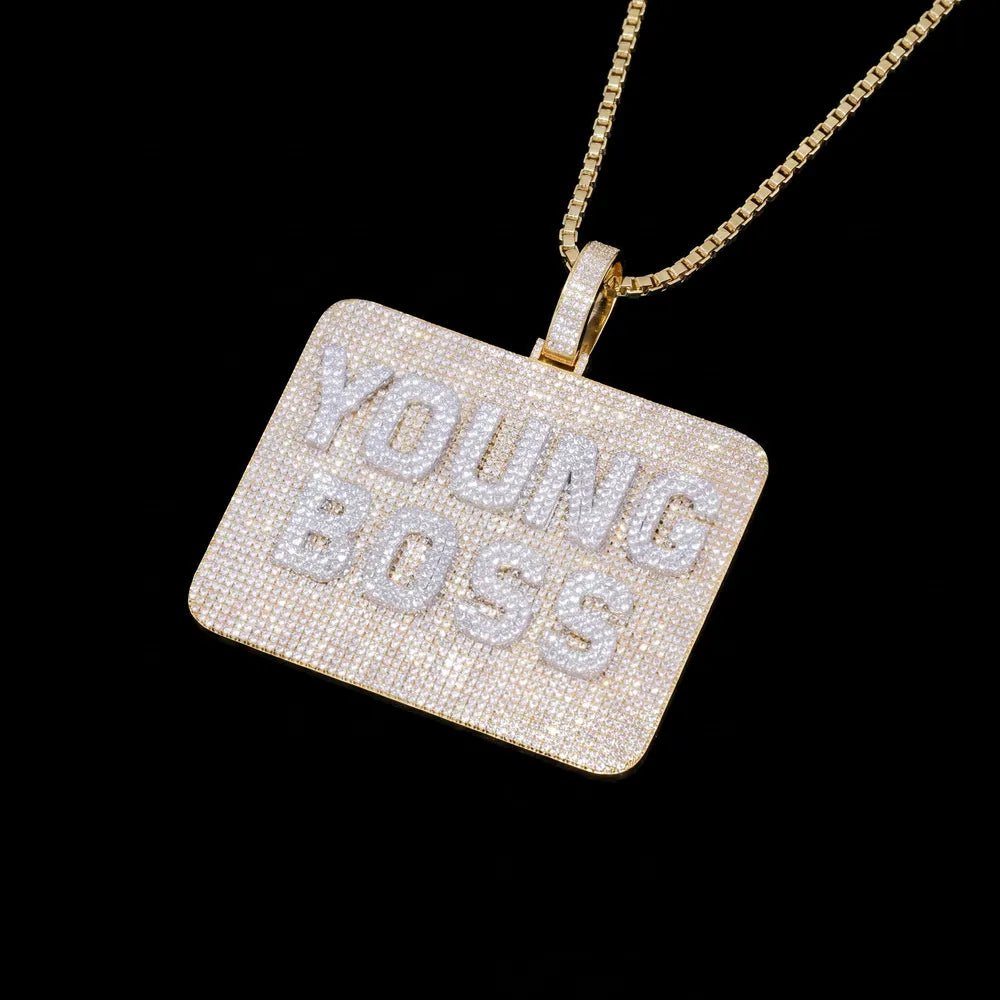 Custom Diamond - Set 3D Letter Rectangular Pendant – 80mm - TONGSHOP / Length:16 / Length:18