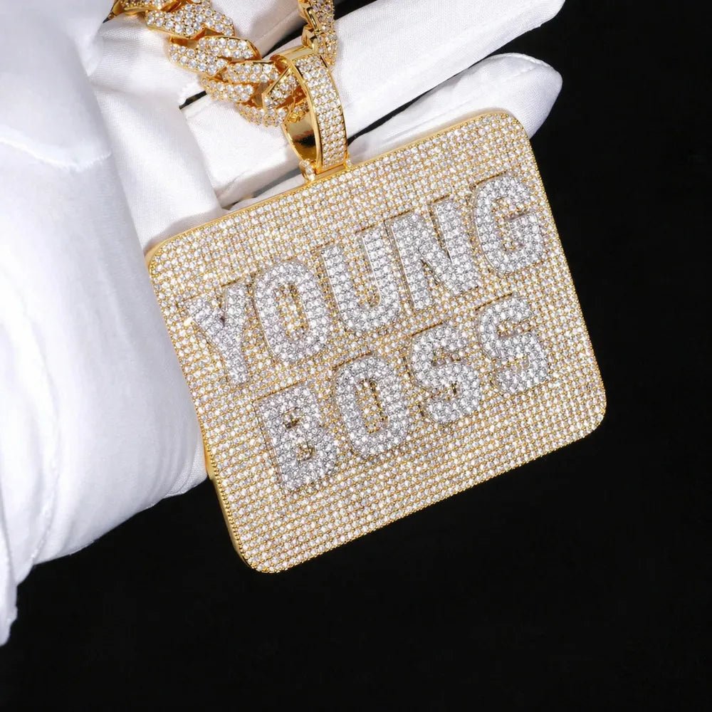 Custom Diamond - Set 3D Letter Rectangular Pendant – 80mm - TONGSHOP / Length:16 / Length:18