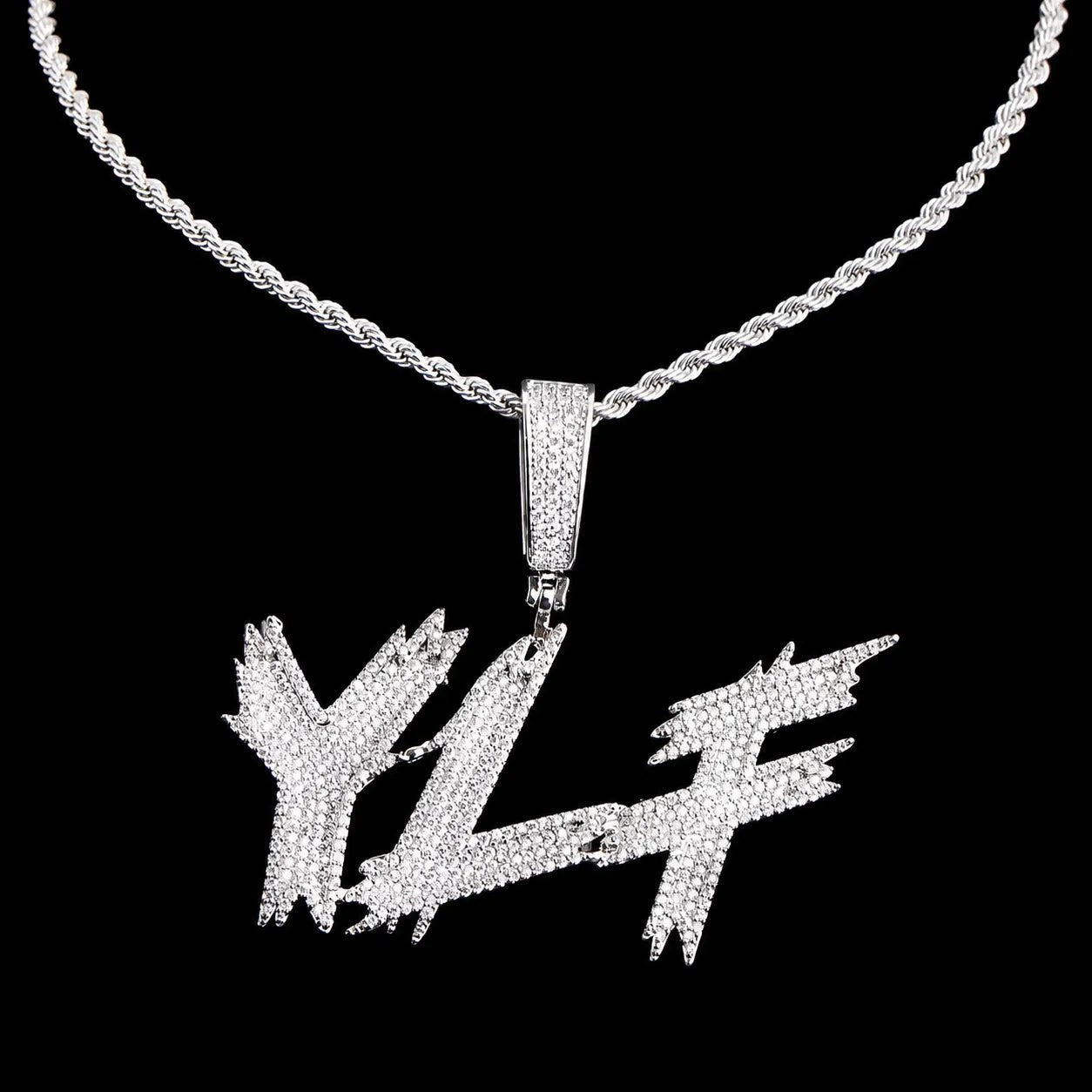 Custom Diamond - Set Spiked Letter Pendant - TONGSHOP / Length:16 / Length:18