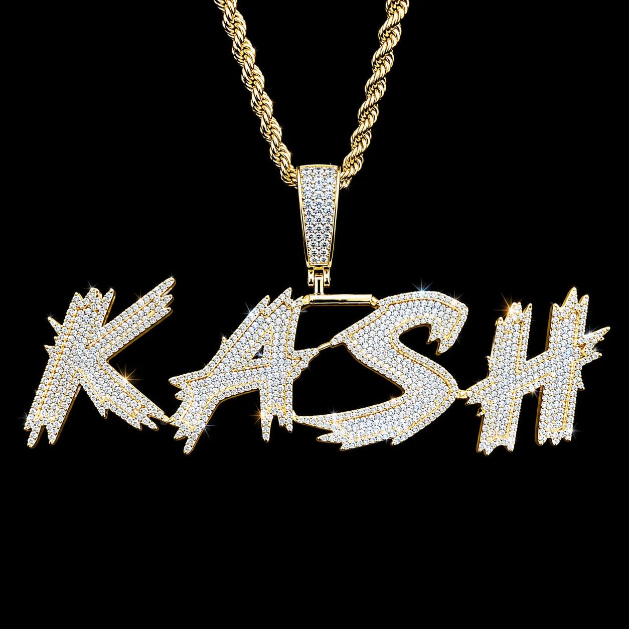 Custom Diamond - Set Spiked Letter Pendant - TONGSHOP / Length:16 / Length:18