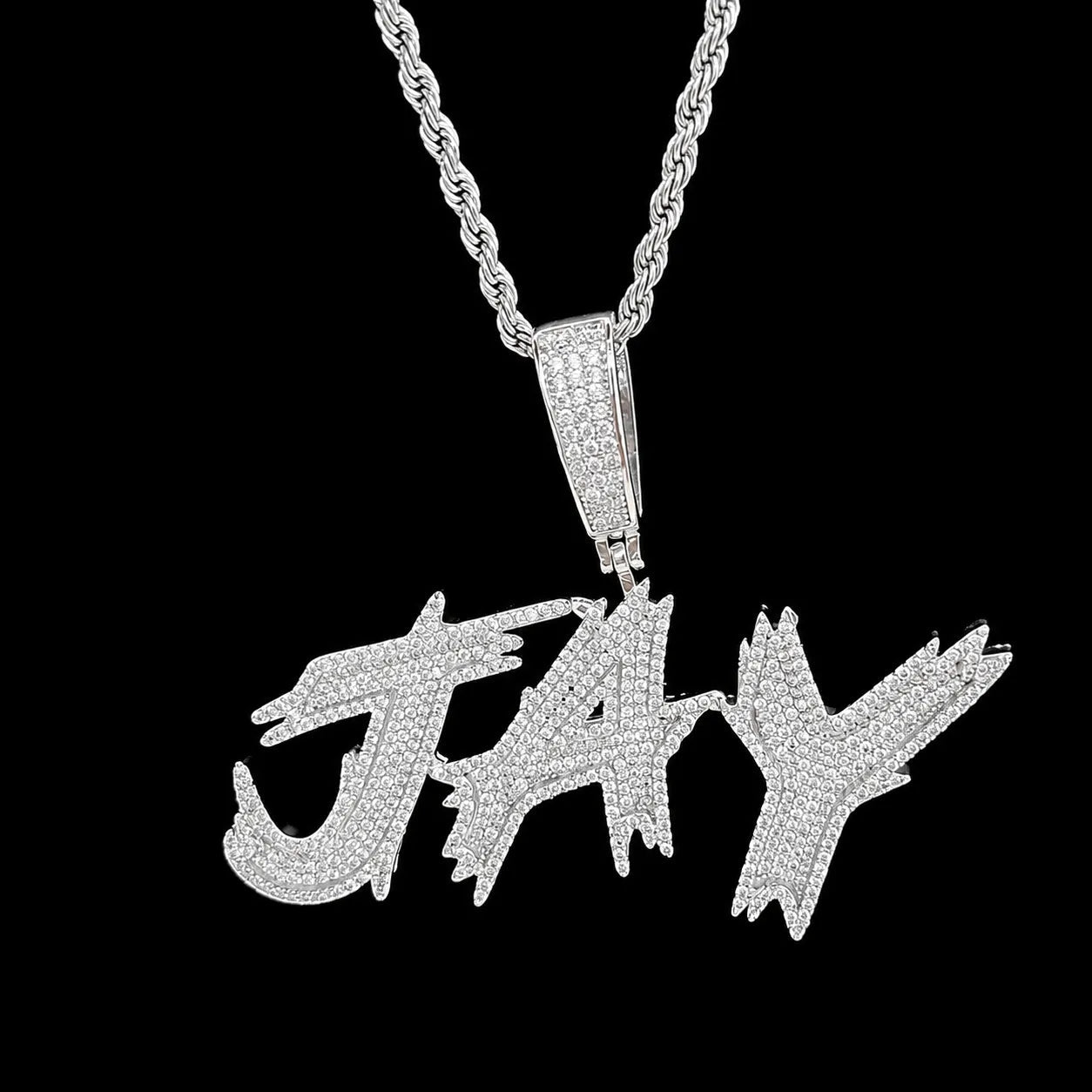 Custom Diamond - Set Spiked Letter Pendant - TONGSHOP / Length:16 / Length:18