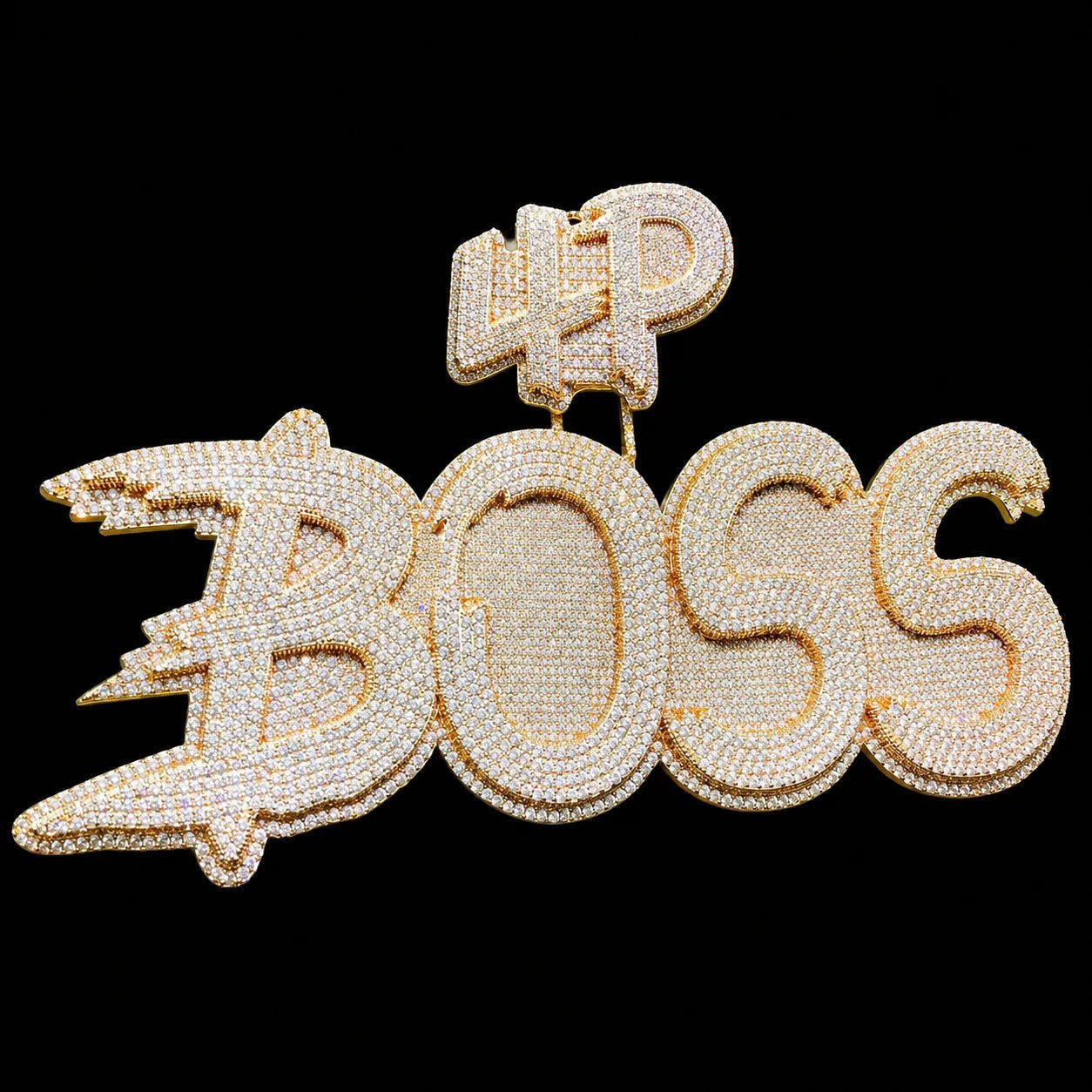 Custom Double - Row Diamond - Set Oversized Letter Pendant - TONGSHOP / Length:16 / Length:18