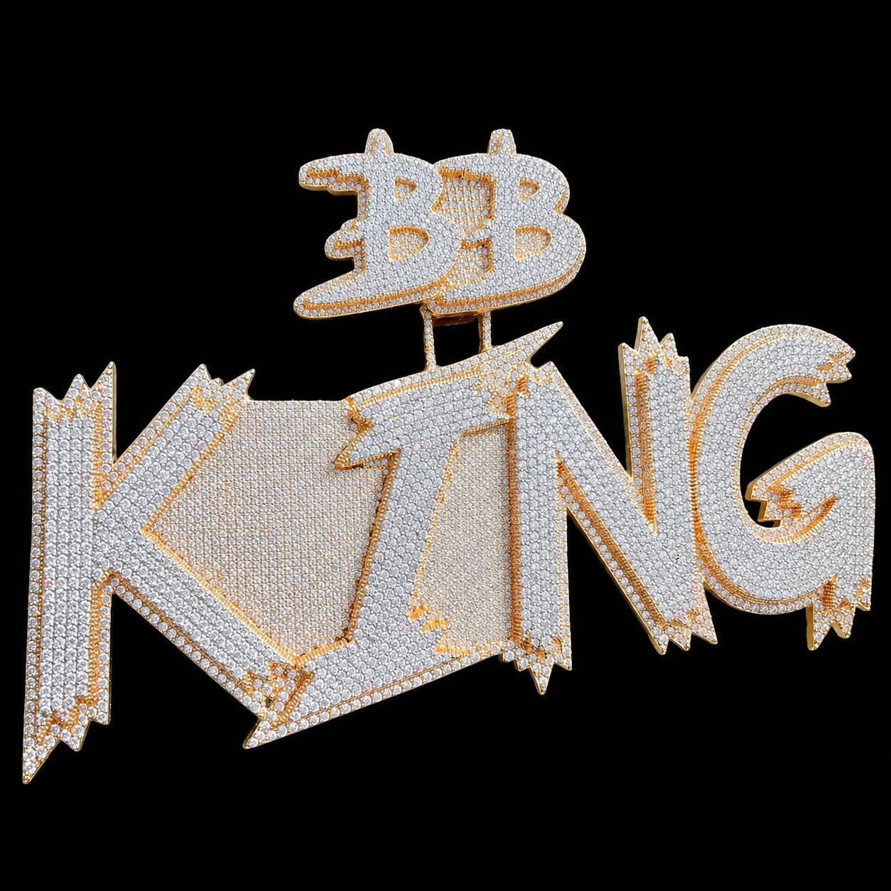 Custom Double - Row Diamond - Set Oversized Letter Pendant - TONGSHOP / Length:16 / Length:18