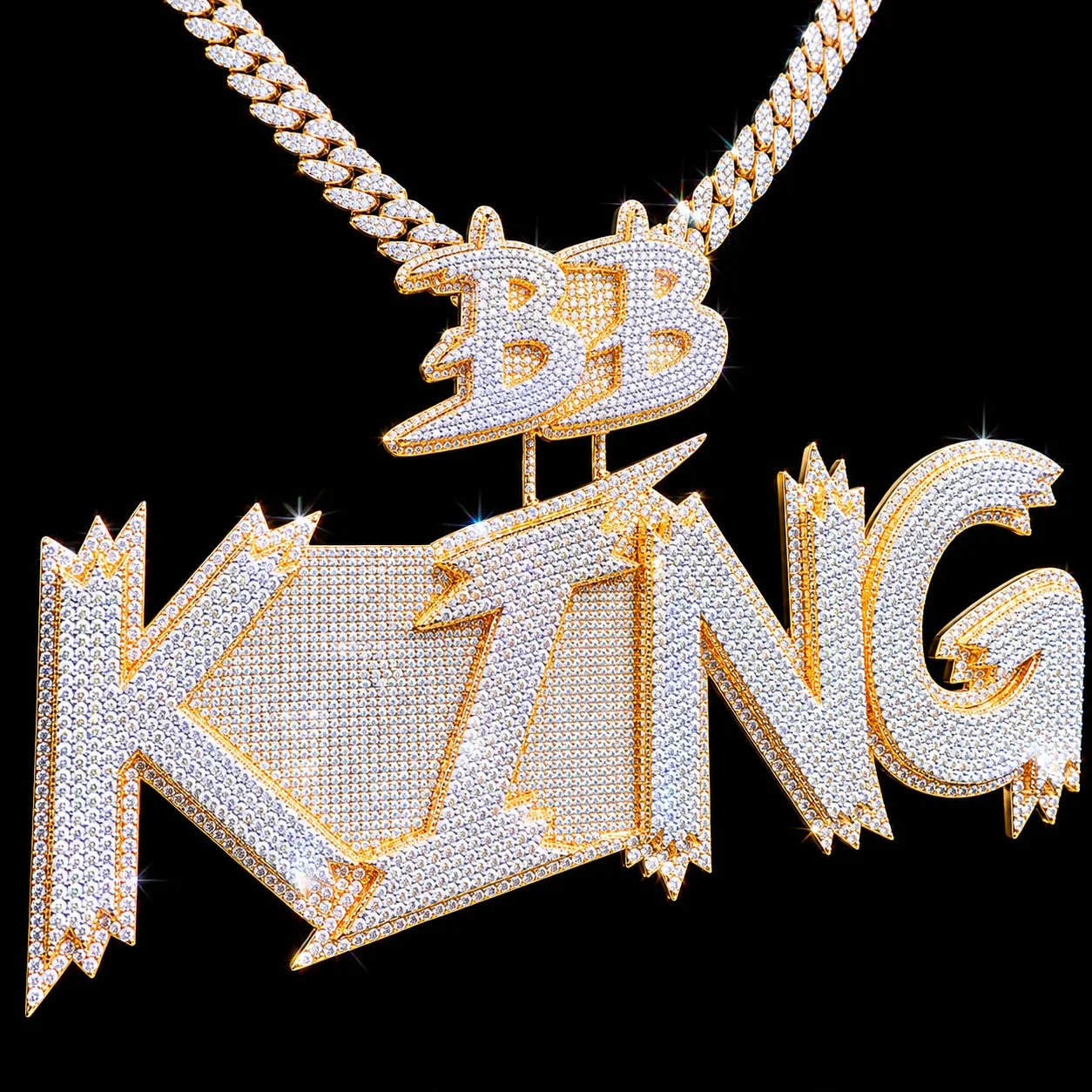 Custom Double - Row Diamond - Set Oversized Letter Pendant - TONGSHOP / Length:16 / Length:18