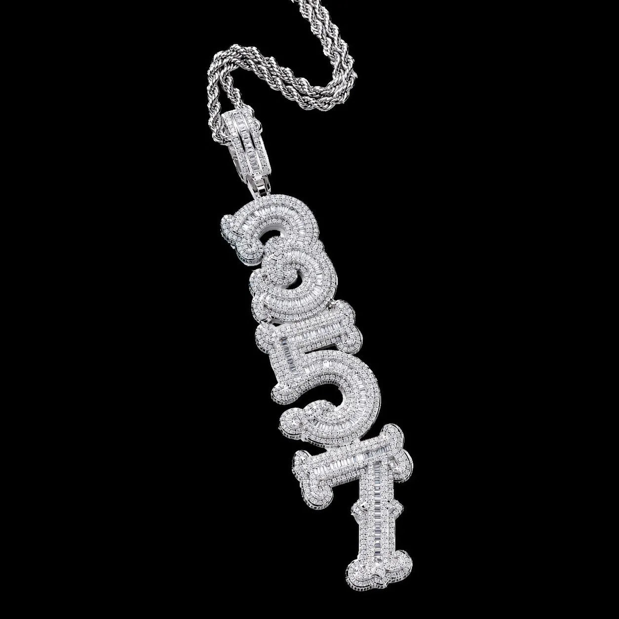 Custom Gothic Letter Name Iced - Out Pendant - TONGSHOP / Length:16 / Length:18