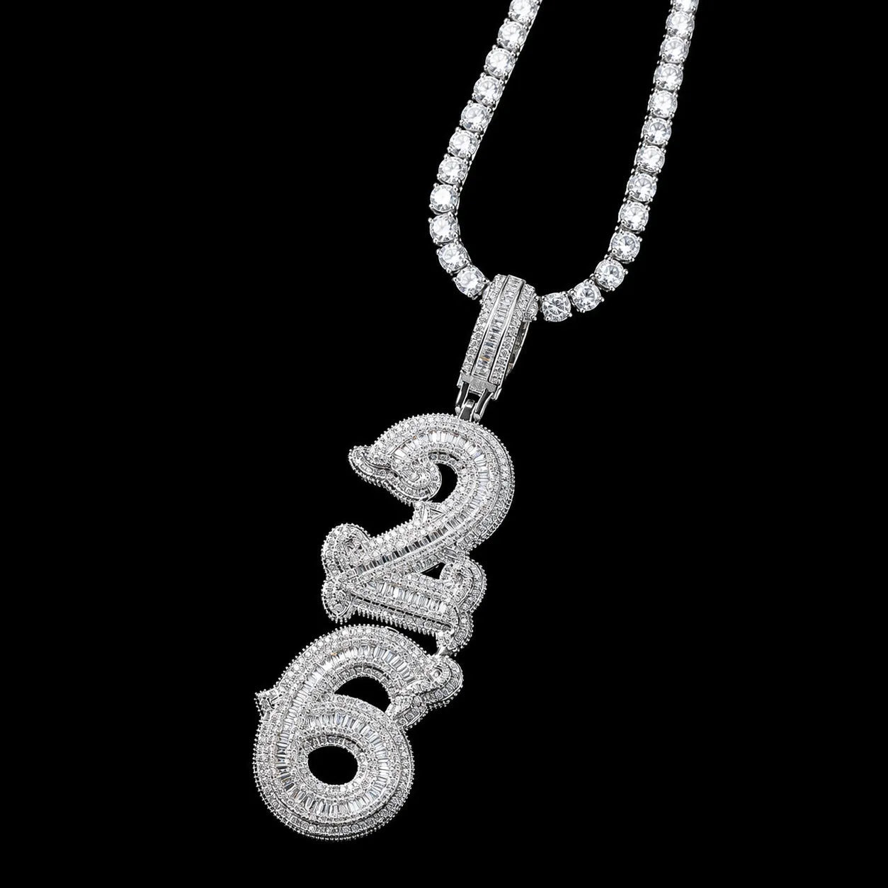 Custom Gothic Letter Name Iced - Out Pendant - TONGSHOP / Length:16 / Length:18