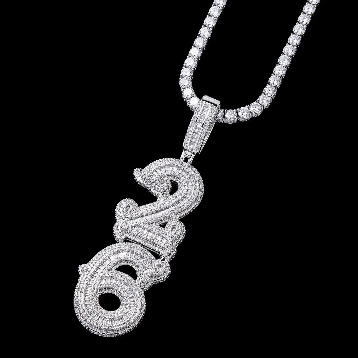 Custom Gothic Letter Name Iced - Out Pendant - TONGSHOP / Length:16 / Length:18
