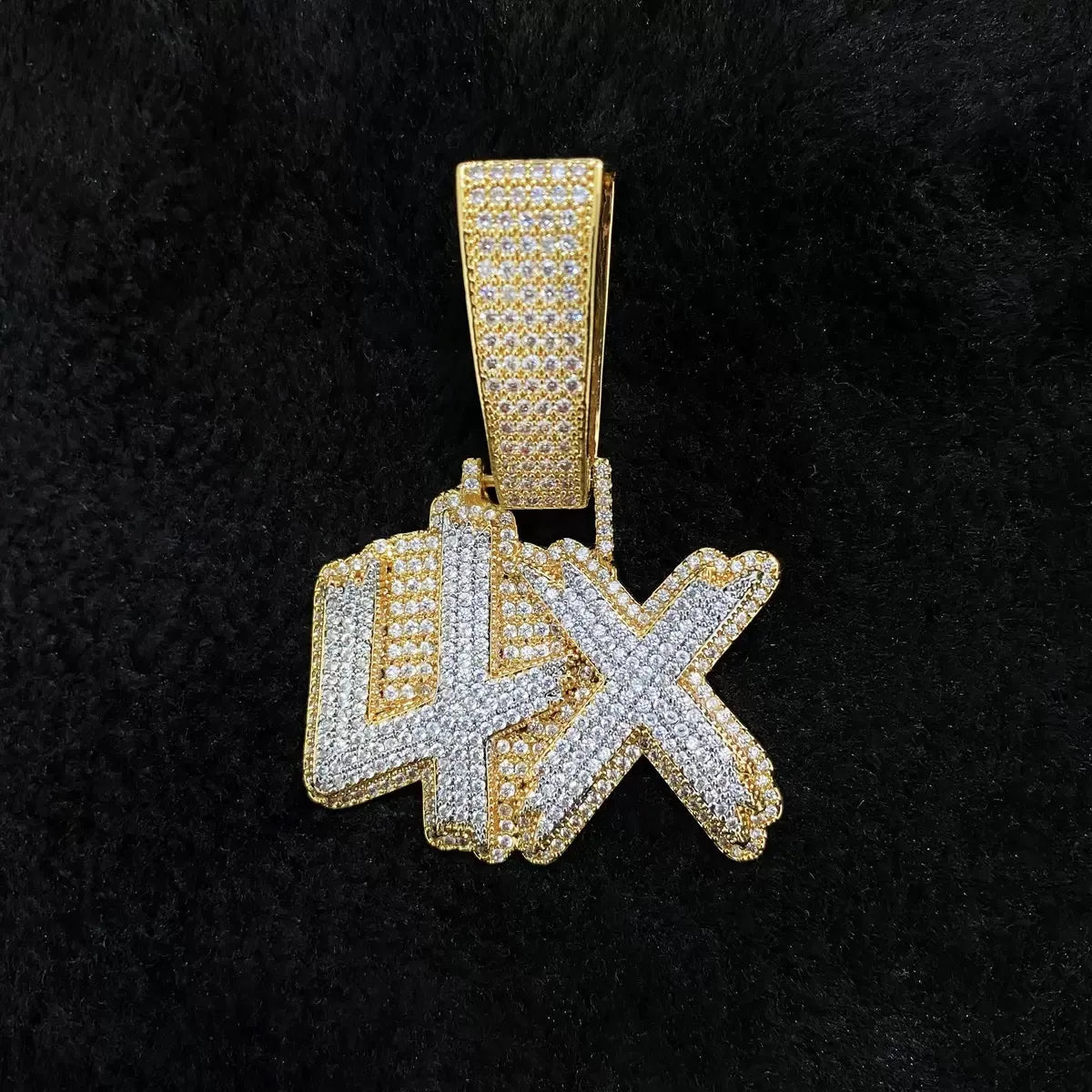 Custom Iced - Out Diamond - Encrusted Bold Letter Pendant - TONGSHOP / Length:16 / Length:18