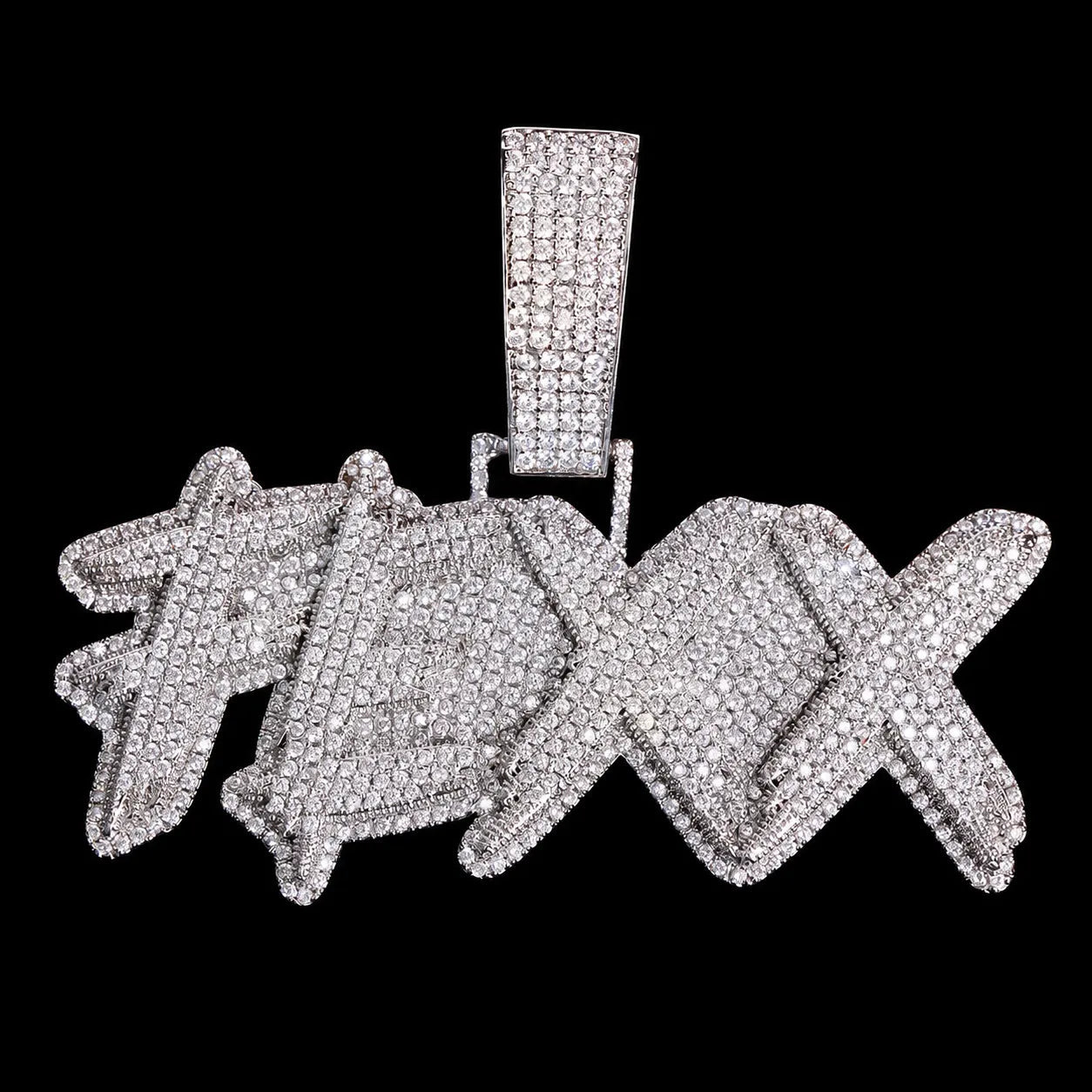 Custom Iced - Out Diamond - Encrusted Bold Letter Pendant - TONGSHOP / Length:16 / Length:18