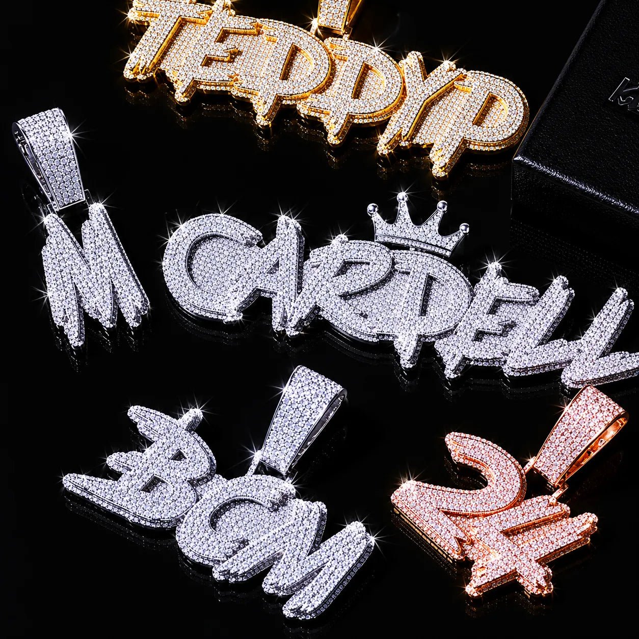 Custom Iced - Out Diamond - Encrusted Bold Letter Pendant - TONGSHOP / Length:16 / Length:18