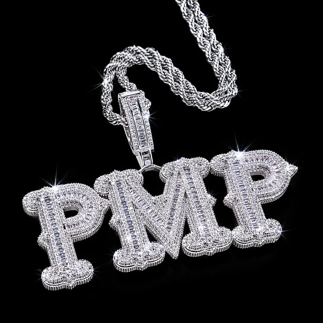 Custom Iced - Out Diamond Letter Name Pendant - TONGSHOP / Length:16 / Length:18