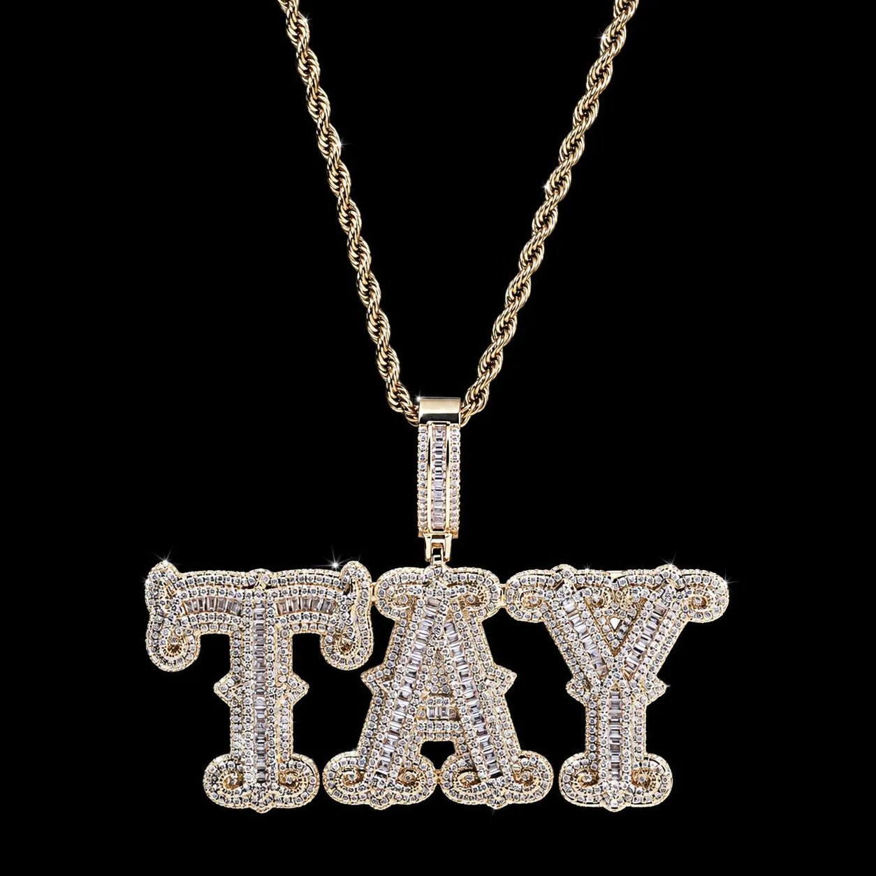 Custom Iced - Out Diamond Letter Name Pendant - TONGSHOP / Length:16 / Length:18