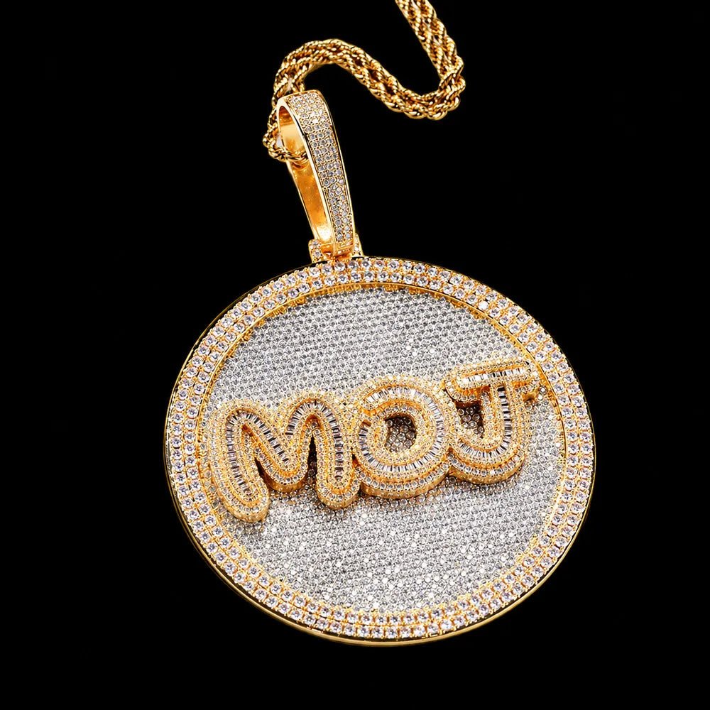 Custom Iced - Out Diamond - Set Large Disc Pendant - 80mm - TONGSHOP / Length:16 / Length:18