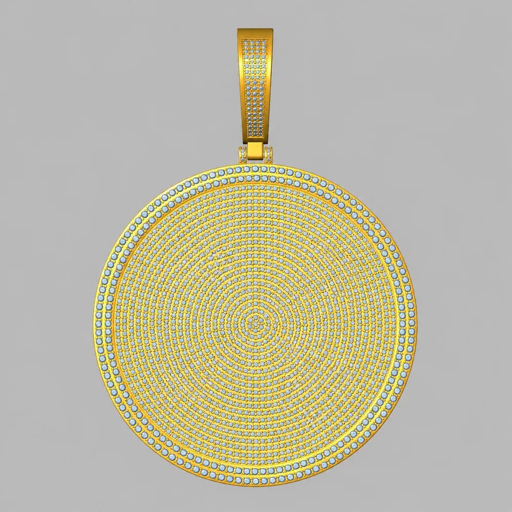 Custom Iced - Out Diamond - Set Large Disc Pendant - 80mm - TONGSHOP / Length:16 / Length:18