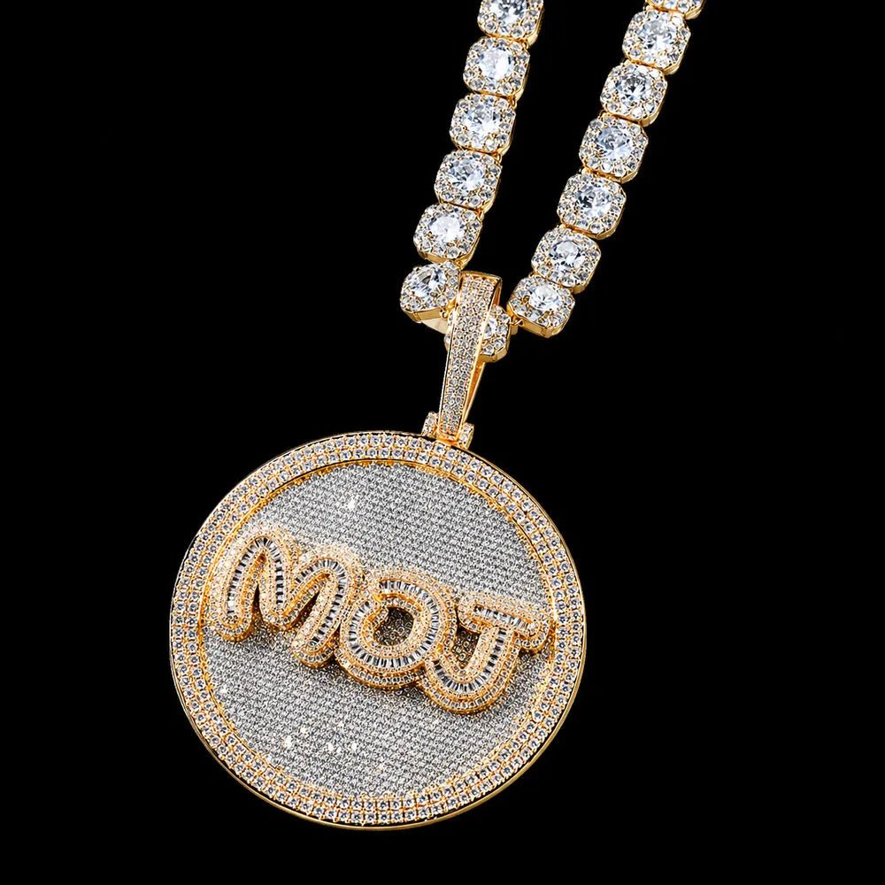 Custom Iced - Out Diamond - Set Large Disc Pendant - 80mm - TONGSHOP / Length:16 / Length:18
