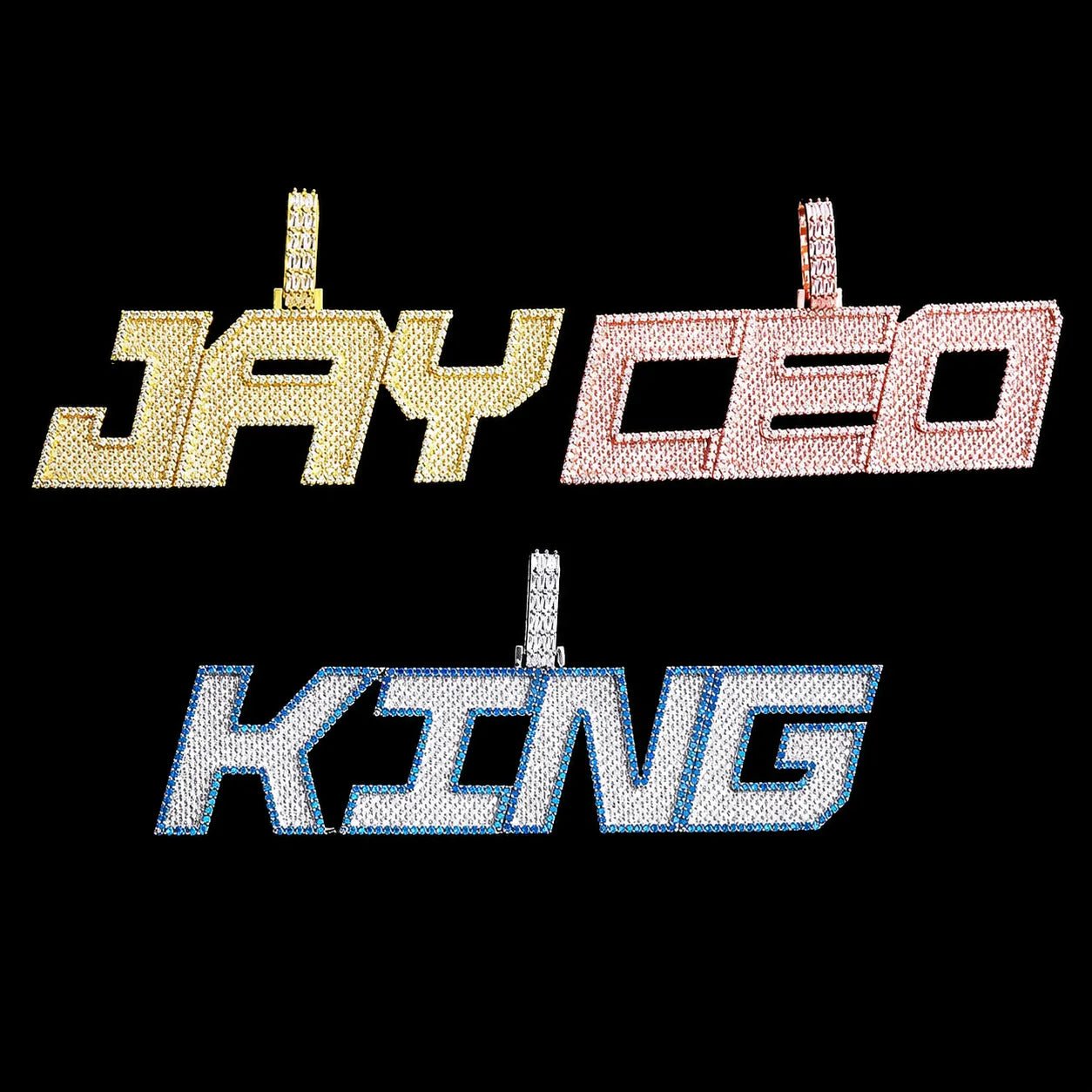 Custom Large Iced - Out Letter Name Pendant - TONGSHOP / Length:16 / Length:18