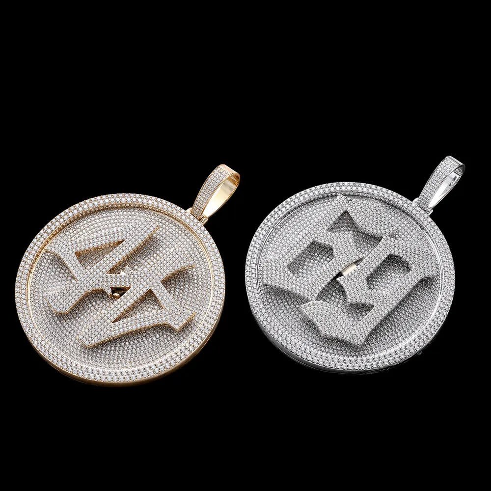 Custom Rotating 3D Iced - Out Letter Large Disc Pendant – 80mm - TONGSHOP / Length:16 / Length:18