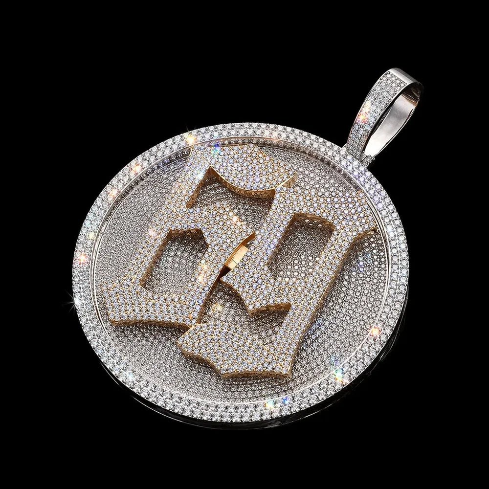 Custom Rotating 3D Iced - Out Letter Large Disc Pendant – 80mm - TONGSHOP / Length:16 / Length:18