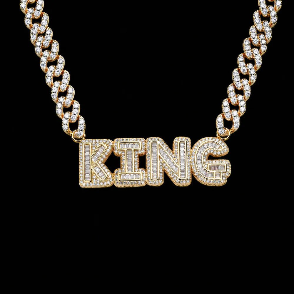 Custom Spliced - Letter Iced Cuban Chain in Rose Gold - 9mm - TONGSHOP / Length:16 / Length:18