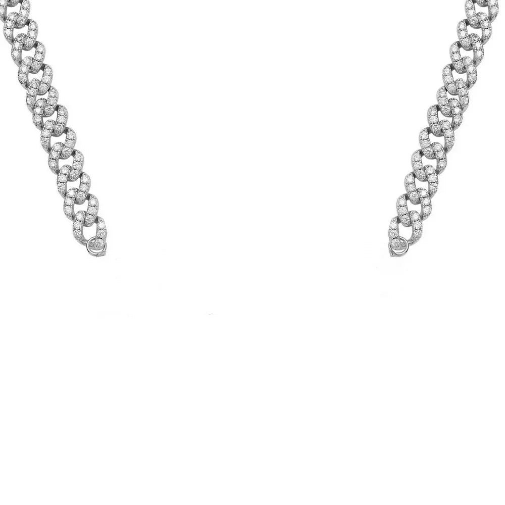 Custom Spliced - Letter Iced Cuban Chain in White Gold - 9mm - TONGSHOP / Length:16 / Length:18