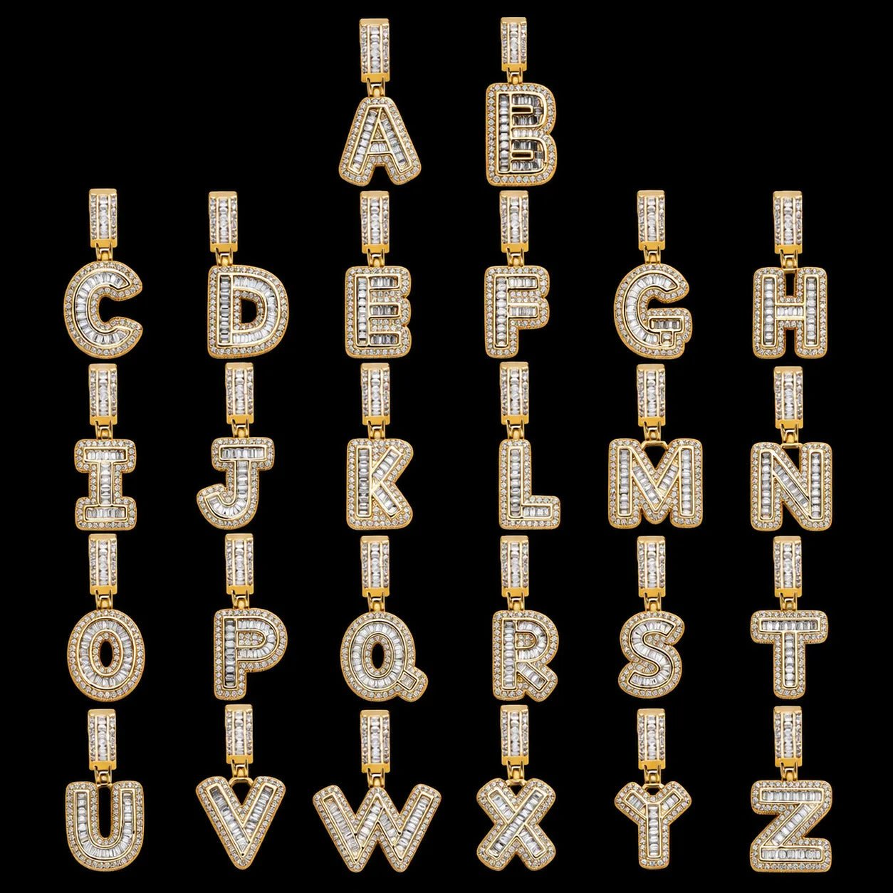 Custom Spliced - Letter Iced - Out Pendant in White Gold - TONGSHOP / Length:16 / Length:18