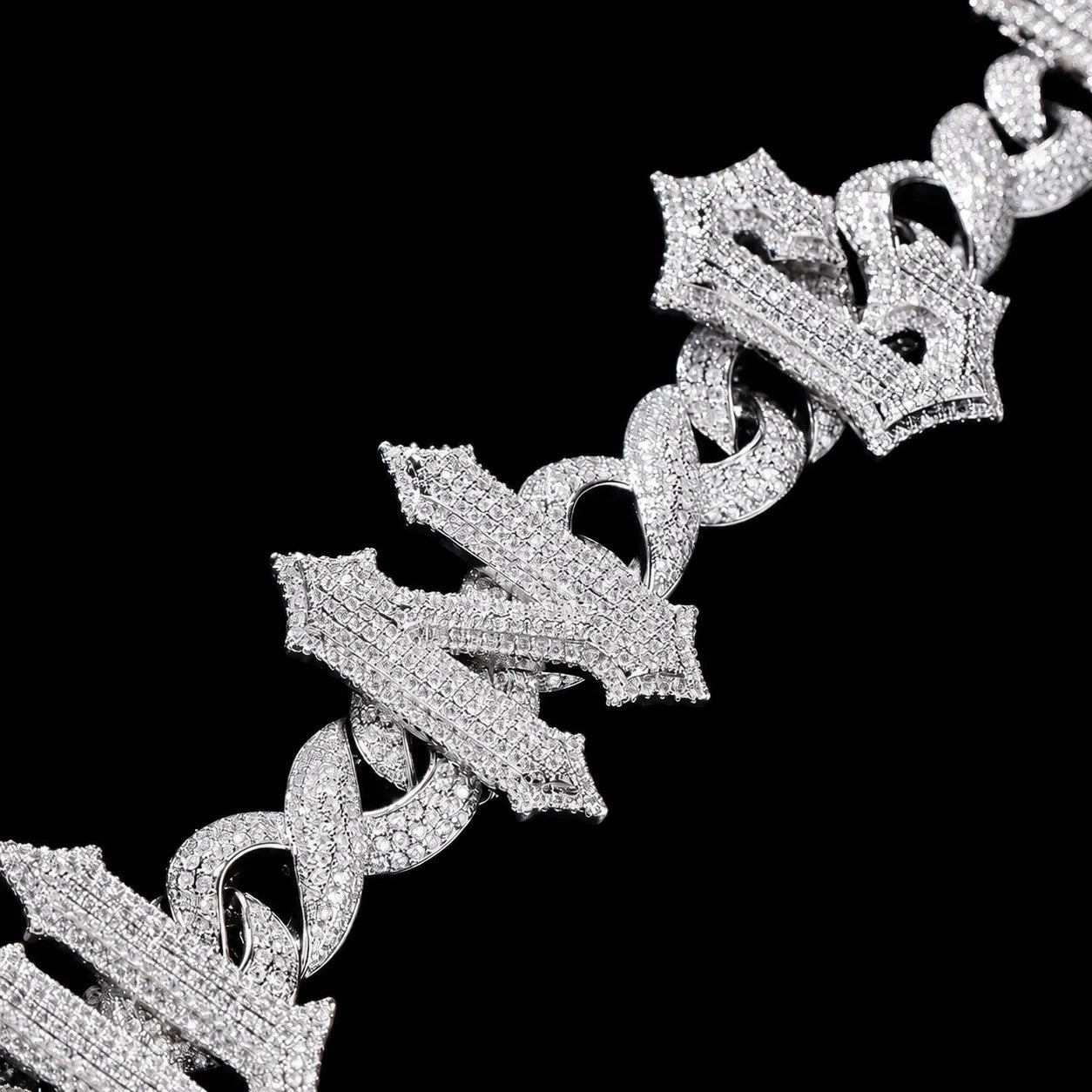 Custom Thorn - Spiked Letter Iced - Out Cuban Chain - 15mm - TONGSHOP / Length:16 / Length:18