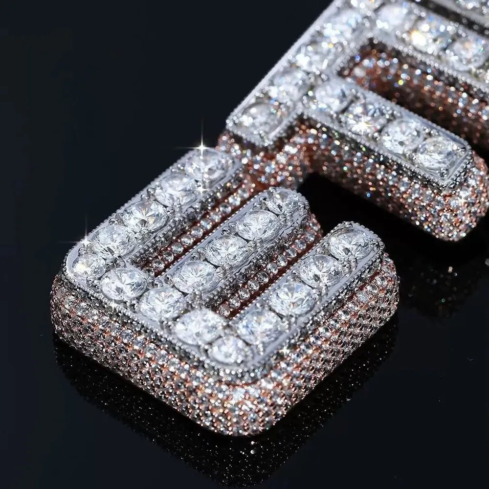Custom Vertical Diamond - Set Letter Pendant - TONGSHOP / Length:16 / Length:18