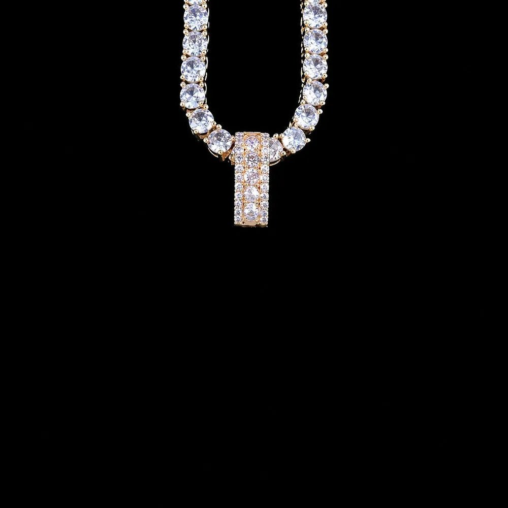 Custom Vertical Diamond - Set Letter Pendant - TONGSHOP / Length:16 / Length:18
