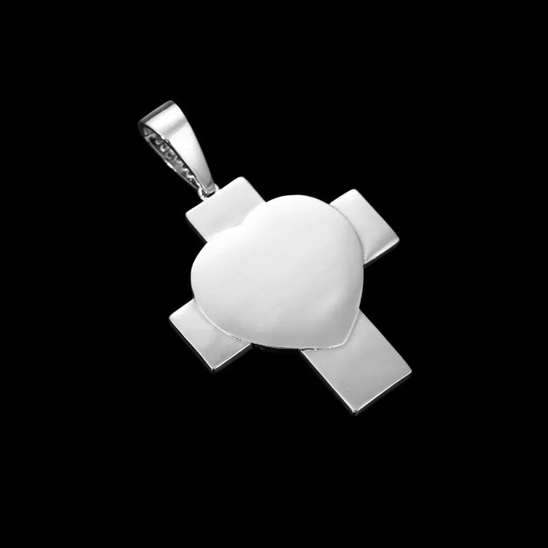 Customized 3D Heart Cross Photo Pendant - 48mm - TONGSHOP / Length:16 / Length:18