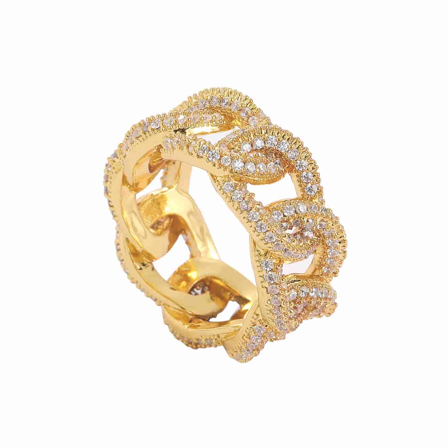 Diamond - Encrusted Cuban Link Statement Ring - TONGSHOP