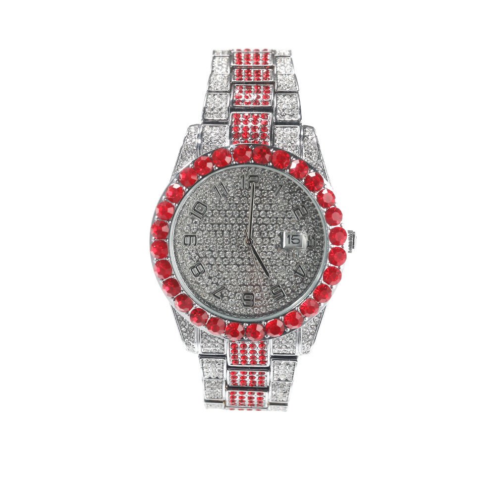Diamond - Encrusted Red Fashion Ice Watch - TONGSHOP