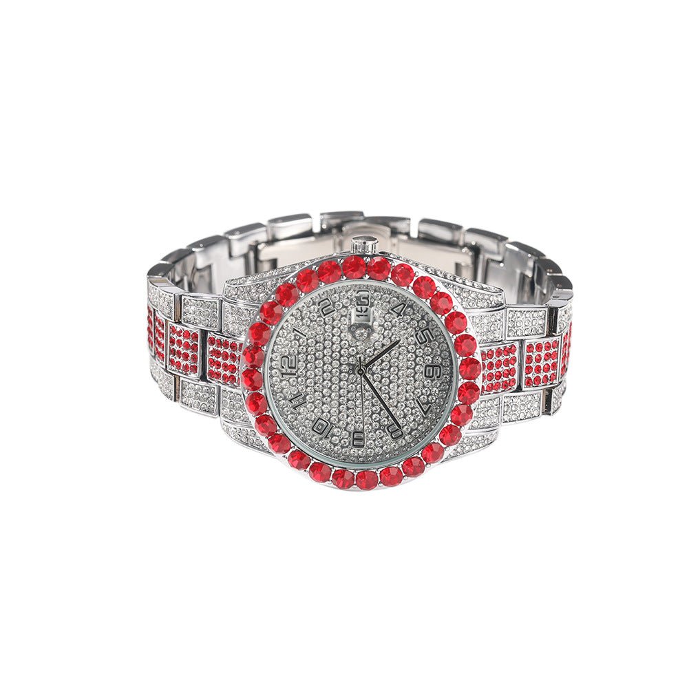 Diamond - Encrusted Red Fashion Ice Watch - TONGSHOP
