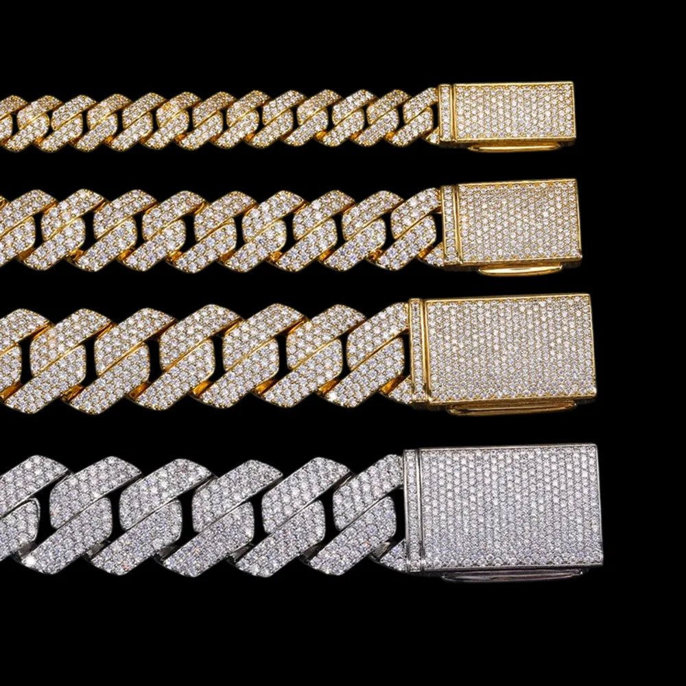 Diamond Prong Iced Cuban Link Chain - TONGSHOP / Length:16 / Length:18